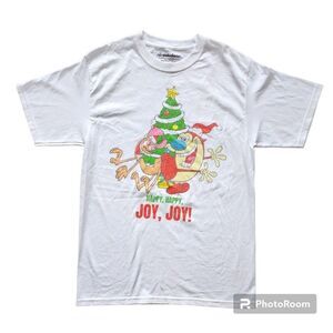 Christmas Men's T-Shirt Ren & Stimpy Happy Happy Joy Joy Holiday Nickelodeon - M